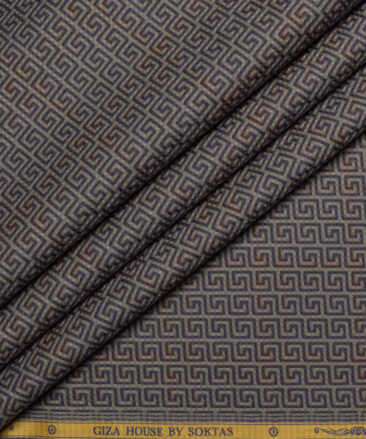 Soktas  Giza Cotton Self Design Shirting Fabric (Light Brown)