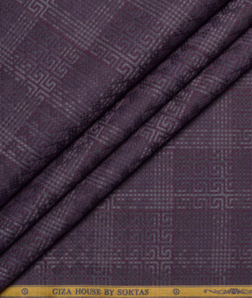 Soktas  Giza Cotton Self Design Shirting Fabric (Purple)