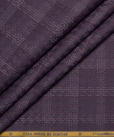 Soktas  Giza Cotton Self Design Shirting Fabric (Purple)