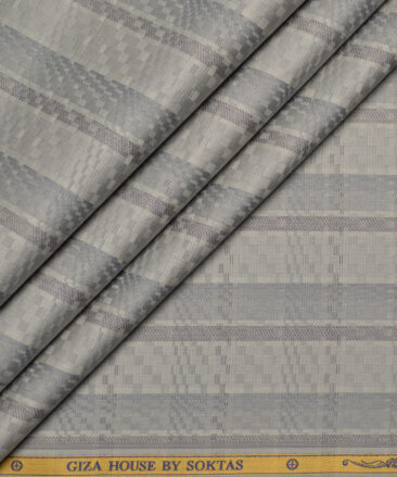 Soktas  Giza Cotton Striped Shirting Fabric (Grey)