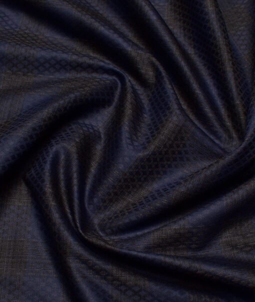 Soktas  Giza Cotton Checks Shirting Fabric (Dark Blue)