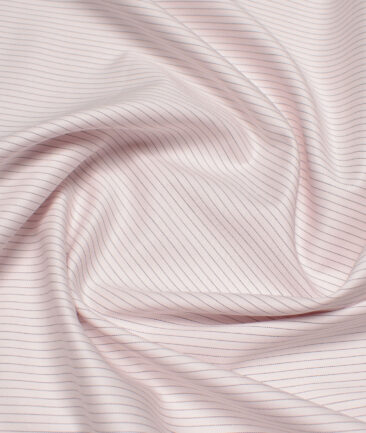 Vercelli Italy 2 Ply 100's Supima Cotton Striped Shirting Fabric (Pink)