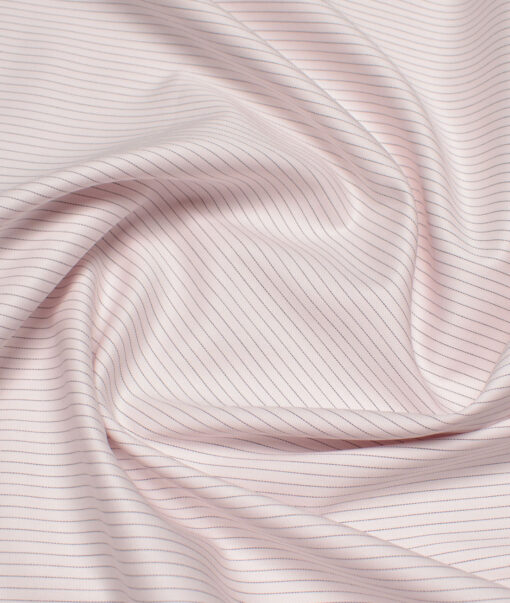 Vercelli Italy 2 Ply 100's Supima Cotton Striped Shirting Fabric (Pink)