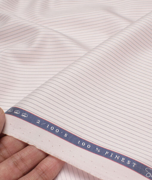 Vercelli Italy 2 Ply 100's Supima Cotton Striped Shirting Fabric (Pink)