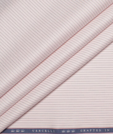 Vercelli Italy 2 Ply 100's Supima Cotton Striped Shirting Fabric (Pink)
