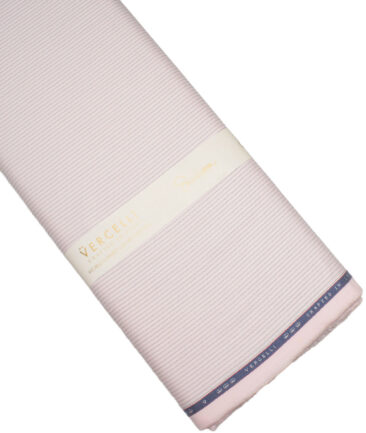 Vercelli Italy 2 Ply 100's Supima Cotton Striped Shirting Fabric (Pink)