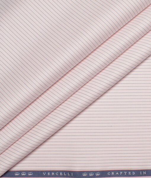 Vercelli Italy 2 Ply 100's Supima Cotton Striped Shirting Fabric (Pink)