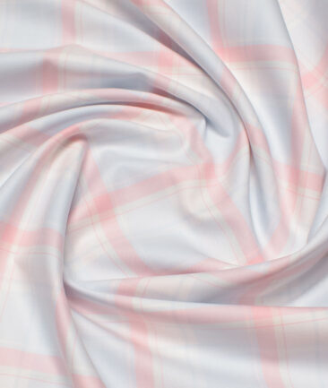 Vercelli Italy 2 Ply 100's Supima Cotton Checks Shirting Fabric (Sky Blue & Pink)