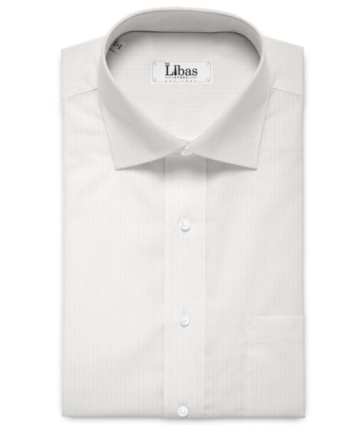 Vercelli Italy 2 Ply 100's Supima Cotton Striped Shirting Fabric (White)