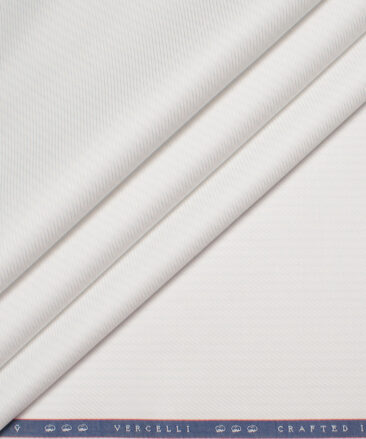 Vercelli Italy 2 Ply 100's Supima Cotton Striped Shirting Fabric (White)