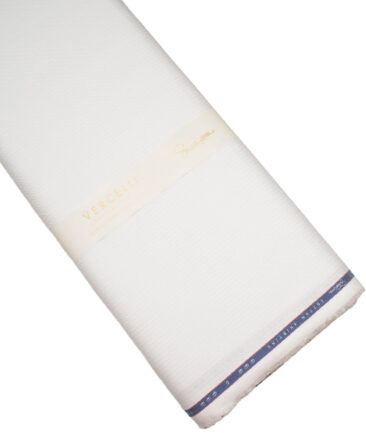 Vercelli Italy 2 Ply 100's Supima Cotton Striped Shirting Fabric (White)