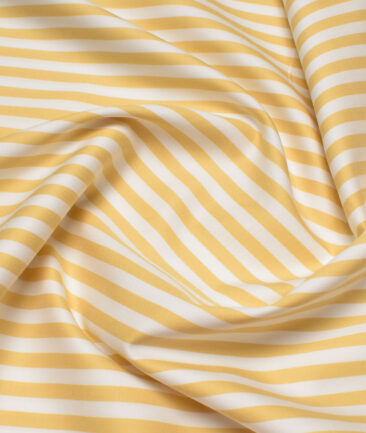 Vercelli Italy 2 Ply 100's Supima Cotton Striped Shirting Fabric (White & Yellow)