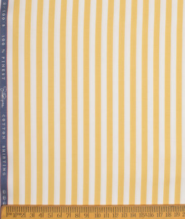 Vercelli Italy 2 Ply 100's Supima Cotton Striped Shirting Fabric (White & Yellow)