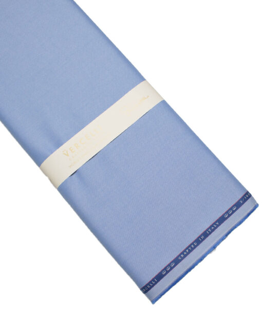 Vercelli Italy 2 Ply 100's Supima Cotton Solids Shirting Fabric (Light Blue)