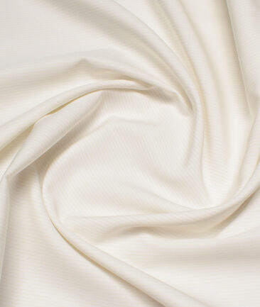 Vercelli Italy 2 Ply 140's Supima Cotton Striped Shirting Fabric (Off-White & Beige)
