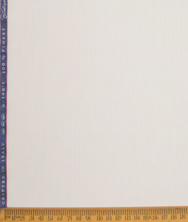 Vercelli Italy 2 Ply 140's Supima Cotton Striped Shirting Fabric (Off-White & Beige)