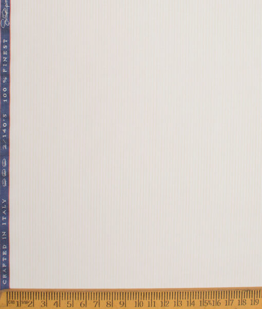 Vercelli Italy 2 Ply 140's Supima Cotton Striped Shirting Fabric (Off-White & Beige)