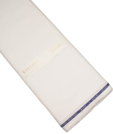 Vercelli Italy 2 Ply 140's Supima Cotton Striped Shirting Fabric (Off-White & Beige)