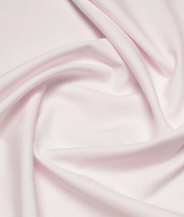 Vercelli Italy 2 Ply 140's Supima Cotton Checks Shirting Fabric (White & Pink)