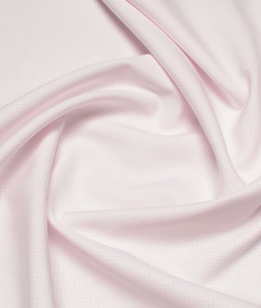Vercelli Italy 2 Ply 140's Supima Cotton Checks Shirting Fabric (White & Pink)
