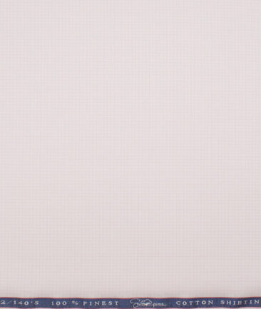 Vercelli Italy 2 Ply 140's Supima Cotton Checks Shirting Fabric (White & Pink)
