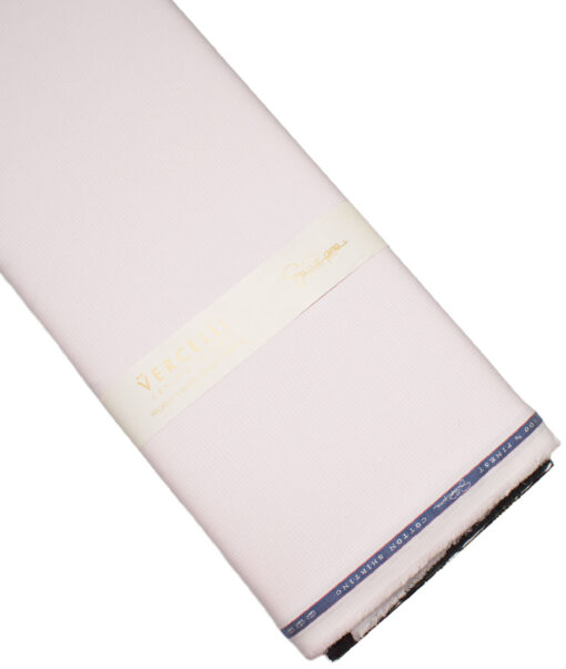 Vercelli Italy 2 Ply 140's Supima Cotton Checks Shirting Fabric (White & Pink)
