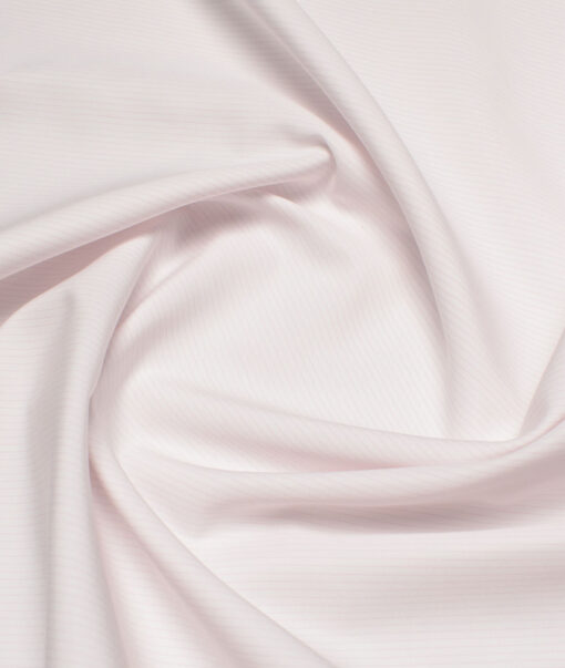 Vercelli Italy 2 Ply 140's Supima Cotton Striped Shirting Fabric (White & Pink)