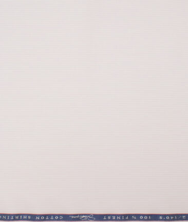 Vercelli Italy 2 Ply 140's Supima Cotton Striped Shirting Fabric (White & Pink)