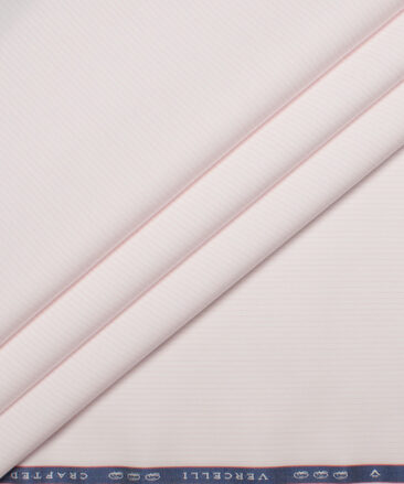 Vercelli Italy 2 Ply 140's Supima Cotton Striped Shirting Fabric (White & Pink)