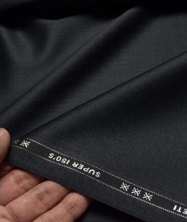 J.Hampstead Super 150's Self Design 95% Merino Wool Suiting Fabric (Charcoal Black)