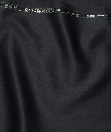 J.Hampstead Super 150's Self Design 95% Merino Wool Suiting Fabric (Charcoal Black)