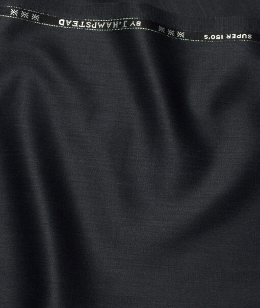 J.Hampstead Super 150's Self Design 95% Merino Wool Suiting Fabric (Charcoal Black)