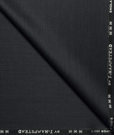 J.Hampstead Super 150's Self Design 95% Merino Wool Suiting Fabric (Charcoal Black)