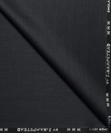J.Hampstead Super 150's Self Design 95% Merino Wool Suiting Fabric (Charcoal Black)