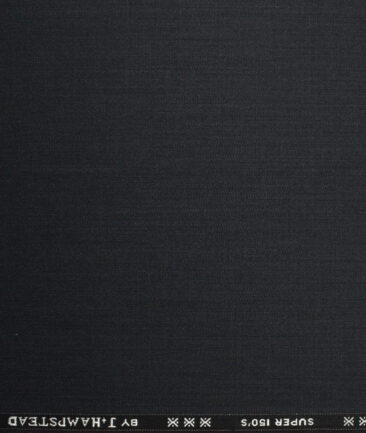 J.Hampstead Super 150's Self Design 95% Merino Wool Suiting Fabric (Charcoal Black)