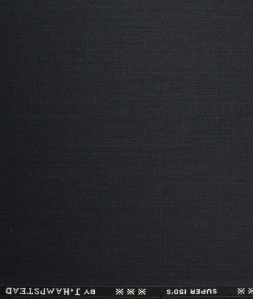 J.Hampstead Super 150's Self Design 95% Merino Wool Suiting Fabric (Charcoal Black)