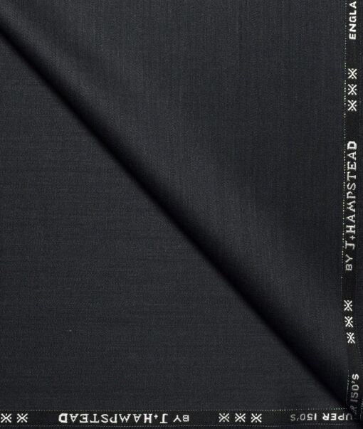 J.Hampstead Super 150's Self Design 95% Merino Wool Suiting Fabric (Charcoal Black)