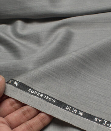 J.Hampstead Super 150's Self Design 95% Merino Wool Suiting Fabric (Light Grey)