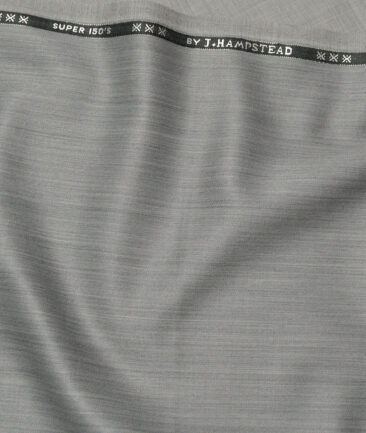 J.Hampstead Super 150's Self Design 95% Merino Wool Suiting Fabric (Light Grey)