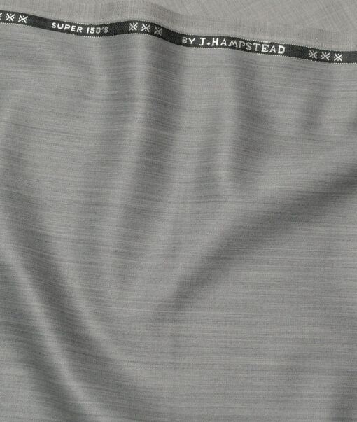 J.Hampstead Super 150's Self Design 95% Merino Wool Suiting Fabric (Light Grey)