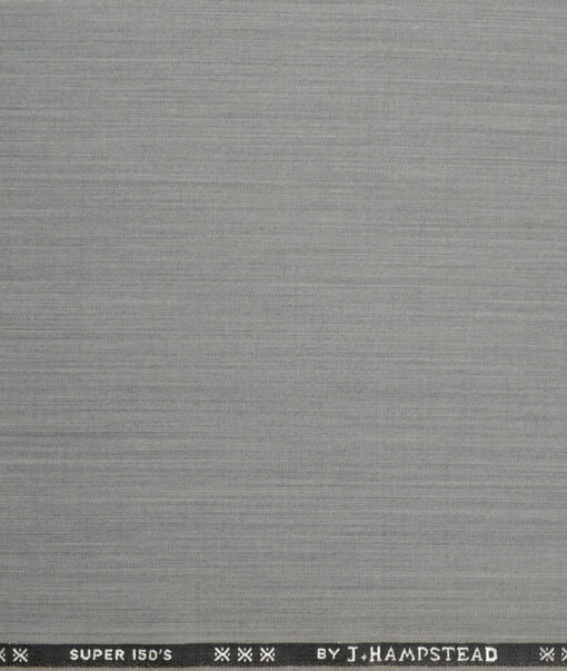 J.Hampstead Super 150's Self Design 95% Merino Wool Suiting Fabric (Light Grey)
