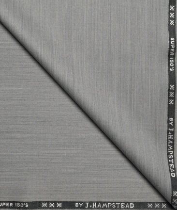 J.Hampstead Super 150's Self Design 95% Merino Wool Suiting Fabric (Light Grey)