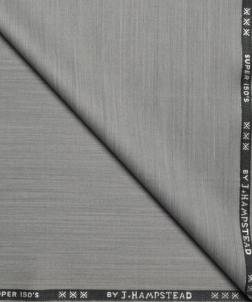 J.Hampstead Super 150's Self Design 95% Merino Wool Suiting Fabric (Light Grey)