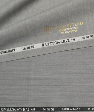 J.Hampstead Super 150's Self Design 95% Merino Wool Suiting Fabric (Light Grey)