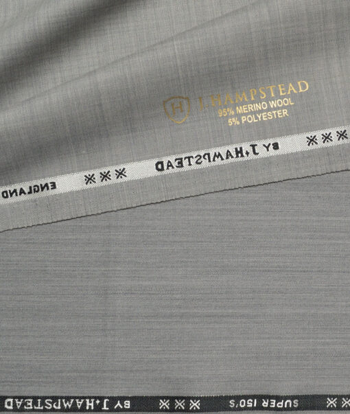 J.Hampstead Super 150's Self Design 95% Merino Wool Suiting Fabric (Light Grey)