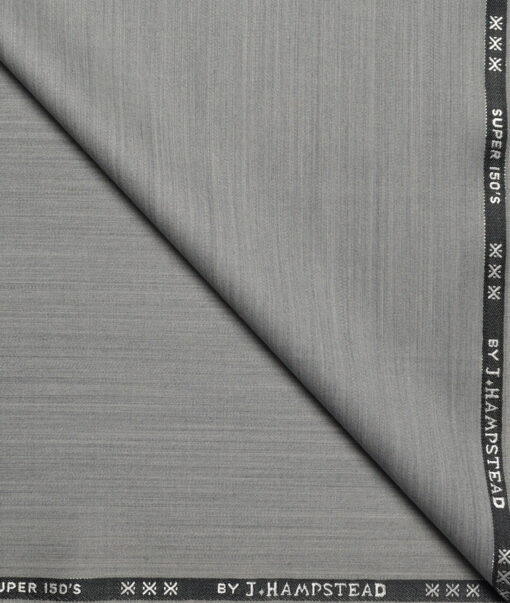 J.Hampstead Super 150's Self Design 95% Merino Wool Suiting Fabric (Light Grey)