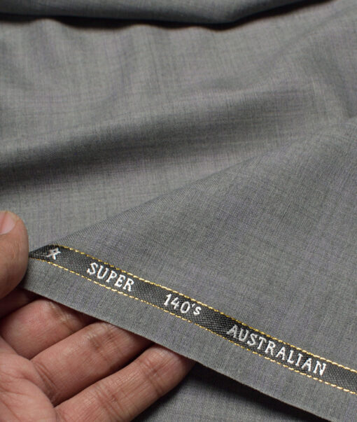 J.Hampstead Super 140's Checks 60% Merino Wool Suiting Fabric (Light Worsted Grey)