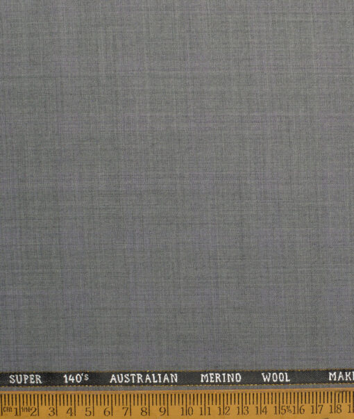 J.Hampstead Super 140's Checks 60% Merino Wool Suiting Fabric (Light Worsted Grey)