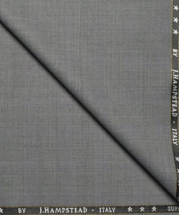 J.Hampstead Super 140's Checks 60% Merino Wool Suiting Fabric (Light Worsted Grey)