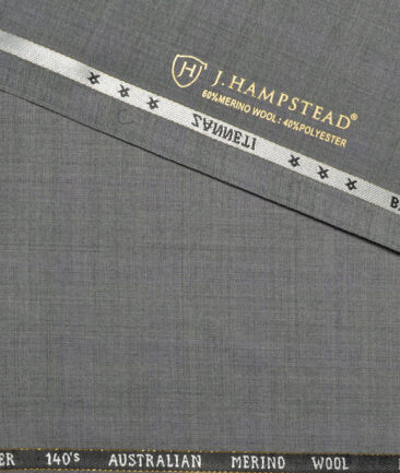 J.Hampstead Super 140's Checks 60% Merino Wool Suiting Fabric (Light Worsted Grey)